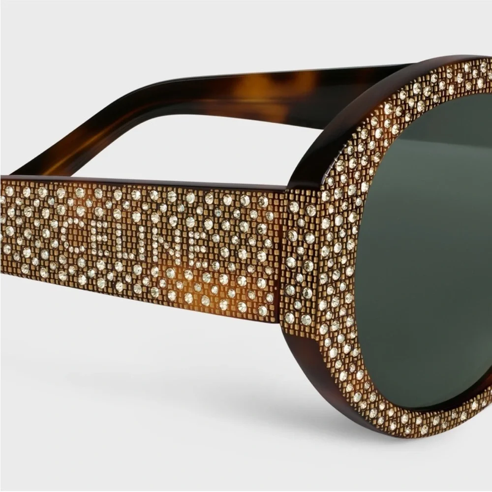 CELINE Round Sunglasses in Acetate with Crystals - Picture 4 of 10